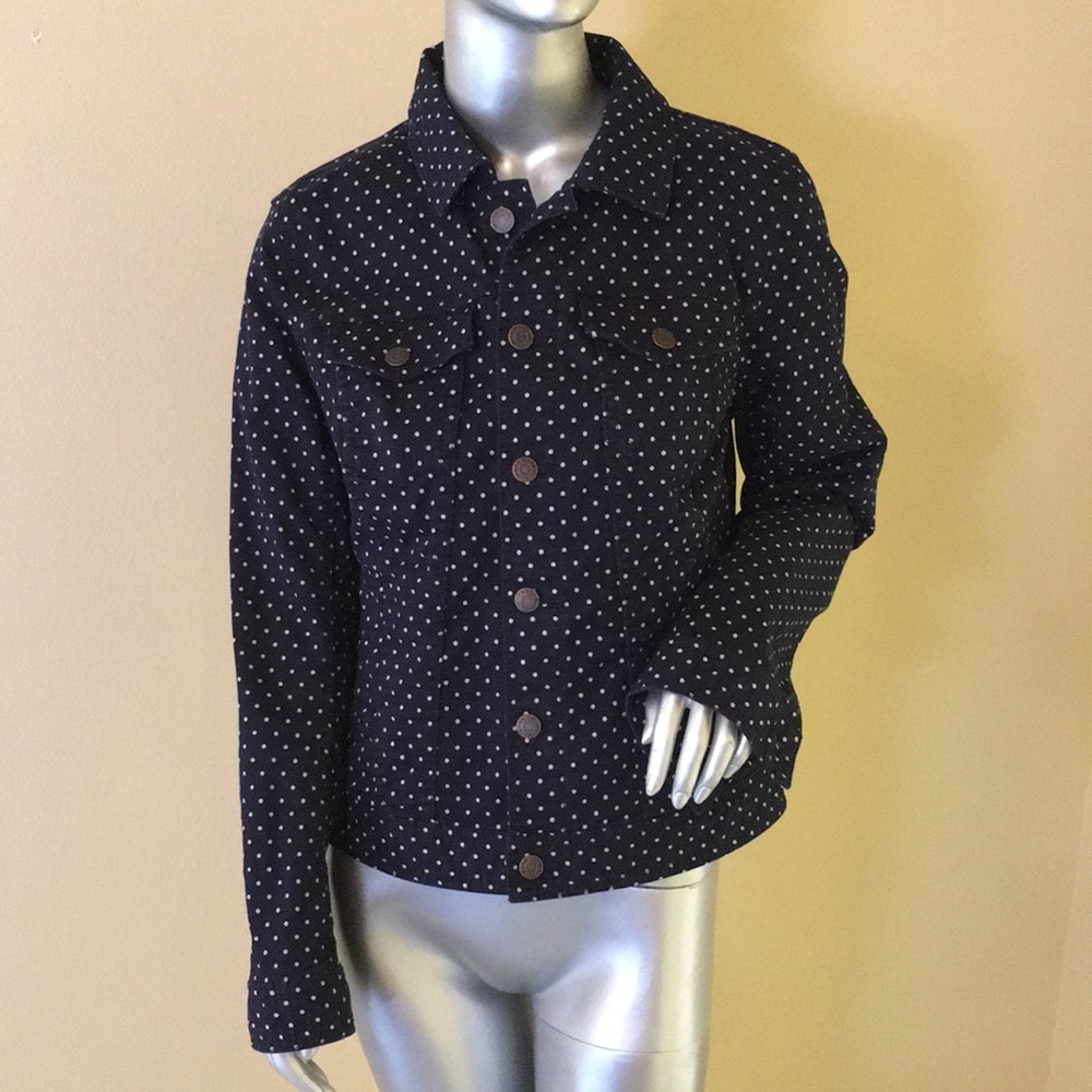 TALBOTS | THE CLASSIC DENIM JACKET-DOT PRINT - Picture 3 of 12